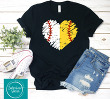 Load image into Gallery viewer, Distressed Heart Softball Baseball
